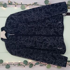 Women's Karen Scott Sport black and white floral zip up fleece track jac…